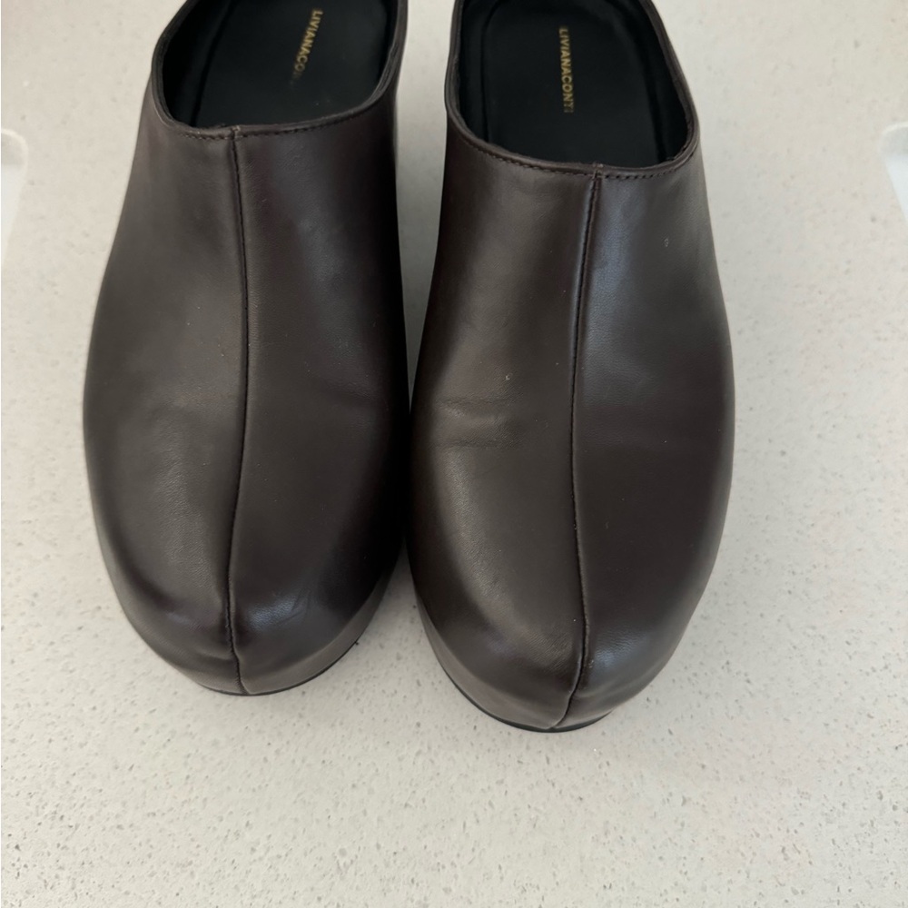 Livianconti brand brown clogs in mint condition due to one time wearing